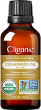 Cliganic USDA Organic Cedarwood Essential Oil - 100% Pure Natural Undiluted, for Aromatherapy Diffuser | Non-GMO Verified