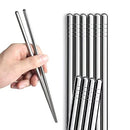 AOOSY 5 Pairs Stainless Steel Chopsticks,Premium Reusable Metal Chopsticks,Dishwasher Safe Lightweight Metal Chop Stick Utensils,Gift Set,Easy to Use -24CM