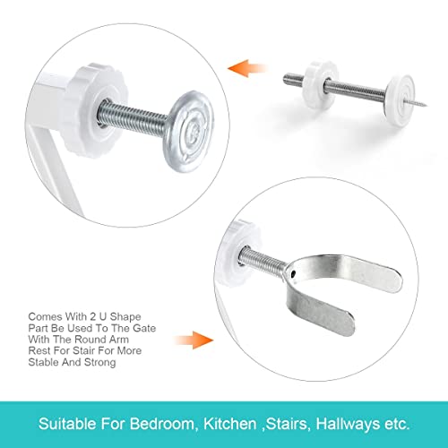 Child Pet Safety Gates Adjustable Baby Gate with A 10CM Extension Barrier 77CM Height 75~95CM Width - White