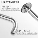 𝙑𝙤𝙣𝙫𝙖𝙣 Shower Head Extension Arm, 16 inch Brushed Nickel Shower Arm Easy to Install, Wall Mounted 304 Stainless Steel Shower Extension Arm, 1/2'' NPT Standard Thread Shower Head Pipe with Flange