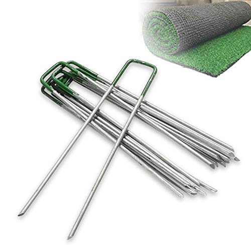 50x 6'' Garden Turf U Pins Metal Galvanised Pegs Staples Weed Artificial Grass Half Green