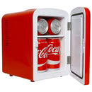 Coca-Cola Classic Portable 6 Can Thermoelectric Mini Fridge Cooler/Warmer, 4 L/4.2 qt, Red, for Home, Dorm, car, Boat, Beverages, Snacks, Skincare, Cosmetics, Medication