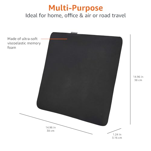 Amazon Basics Memory Foam Seat Cushion - Black, Square