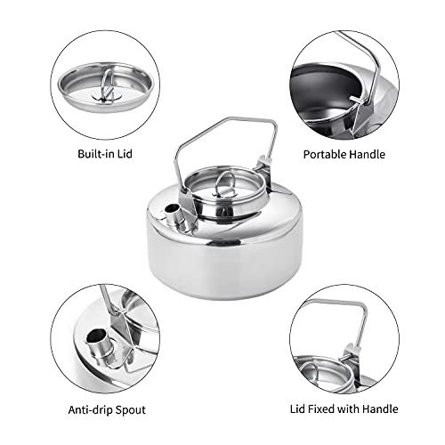 Fire-Maple Antarcti Stainless Steel Kettle | 1.0 Liter Camp Kettle Great for Boiling Water, Tea, Coffee, Freeze-dried Backpacking Meals | Portable for Camping Bushcraft and Travel