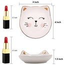 Ceramic Jewelry Dish - Ring Holder & Decorative Trinket Tray for Bathroom, Nightstand, and Vanity (Kitten)