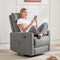Swivel Recliner Chair, Rocking Chair Nursery, Glider Rocker Recliner for Nursery, Glider Nursery Chair for Living Room with Extra Large Footrest, High Back, Upholstered Deep Seat (Grey)