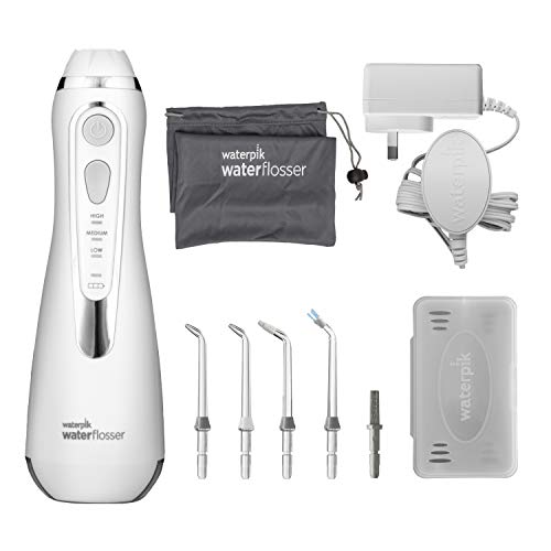 Waterpik Cordless Advanced Water Flosser WP-560 - 3 Pressure Settings - 360° Tip Rotation - 45 Seconds Water Capacity - Extra Quiet Design - 4x Flosser Tips - Dental Floss - Oral Hygiene - White