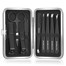 Tweezers Set and Nail Clippers, Tweezers Set for Men, MORGLES 9PCS Professional Stainless Steel Tweezers No Gaps with Leather Travel Case