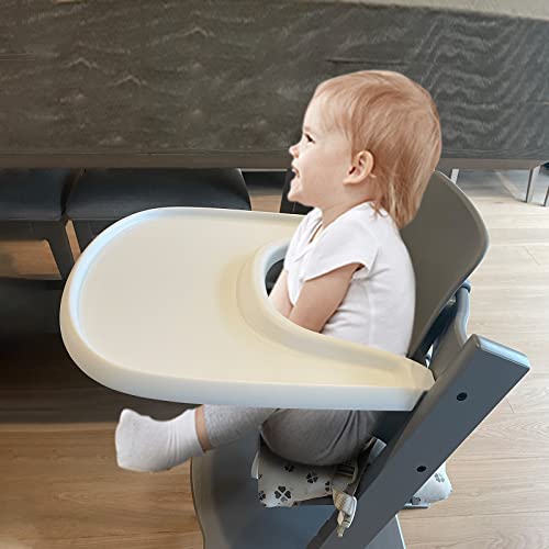 LuQiBabe Baby High Chair Tray Compatible with Stokke Tripp Trapp Chair with Smooth Surface and Strong Suction Power - Made with Food-Safe Plastic (BPA BPS BPF Lead and Phthalate Free) - White
