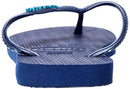 Havaianas Women's Slim Logo Metallic Flip Flops, Navy Blue Navy Blue, 3/4 UK