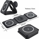 3 in 1 Foldable Wireless Charger, Magnetic Fast Wireless Charging Pad Mat Station Compatible with iPhone 14/15/13/12/SE/11/XS/XR, Apple Watch Ultra/9/8/7/SE/6/5/4/3/2, AirPods Pro 2/3/2