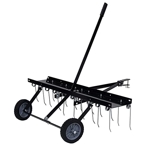 'vidaXL Efficient Lawn Scarifier-Dethatcher for Ride-on Mower, Steel Construction, Garden Aerator with 100cm Working Width, 102x85x37cm, Black