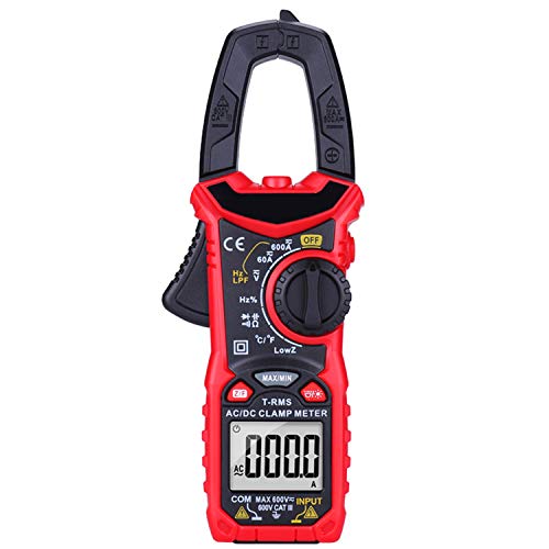 AUTENS AC/DC Digital Clamp Meter 6000 Counts True RMS Auto Range NCV AC DC Current Voltage Resistance Capacitance Frequency Diode Temperature Measure Tester, Backlight LCD Display Flashlight
