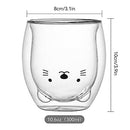 Proxima Direct Cute Mugs Double Wall Insulated Glass Espresso Cup, Coffee Cup, Tea Cup, Milk Cup, Best for Office and Personal Birthday 230-280ML (Cat)