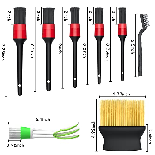 11 Pieces car Brush Set car Interior Cleaning, 5 Soft Quality Detail Brushes, 3 Wire Brushes, 2 air Conditioning Brushes and 1 Crevice Cleaning Brush for Cleaning The Interior Dashboard Engine