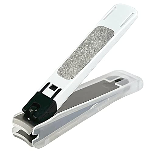 Kai Nail Clippers Type 001S White Stainless Steel Fingernail Toenail Thick Nail Clipper Cutter KE0121 with File & Catcher for Adult Seniors Men Women Made in Japan