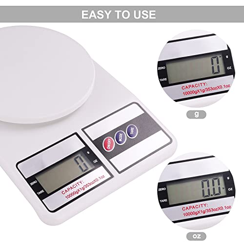 Digital Kitchen Scale, Highly Accurate Multifunction Food Scale 10KG Max, Lightweight and Durable Design, Auto Shut-Off, for Baking and Cooking