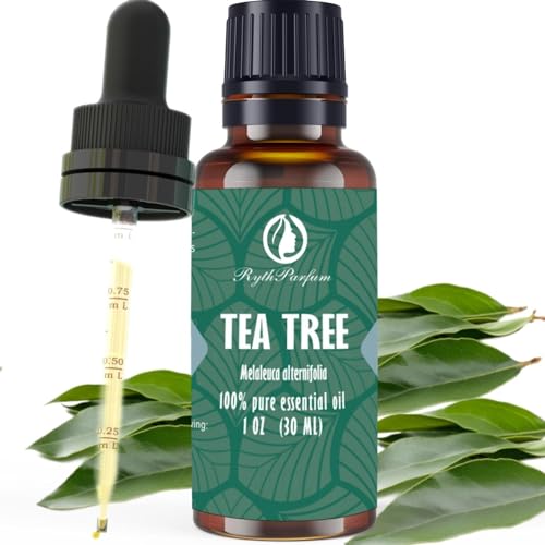 RythParfum Tea Tree Essential Oil | 100% Pure and Natural Oil for Diffuser,Humidifier,Cold and Aromatherapy| Real Tea Tree Oil for Face,Hair, Skin,Scalp,Foot,Toenails and Massage(Pack of 1 OZ)