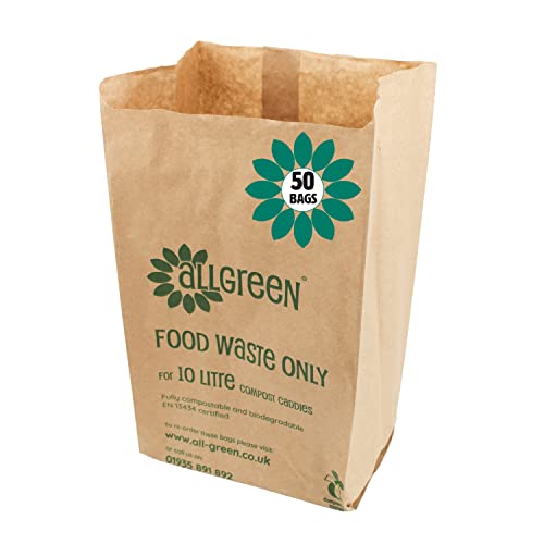 All-Green 10 Litre Paper Compostable Caddy Bin Liners with 50 Bags, Brown