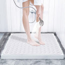 Square Shower Mat Non Slip Anti Mould - 53 x 53cm/21 x 21inch Anti Slip Shower Mat with Suction Cup, Antibacterial Rubber Bathtub Mat with Drain Holes, Machine Washable, Clear White