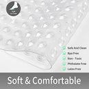 Square Shower Mat Non Slip Anti Mould - 53 x 53cm/21 x 21inch Anti Slip Shower Mat with Suction Cup, Antibacterial Rubber Bathtub Mat with Drain Holes, Machine Washable, Clear White