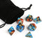 GWHOLE 7 PCS Polyhedral Dice Set Dungeons and Dragons Table Game Dice for D&D, DND, GRP with Black Pouch, Orange & Blue