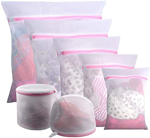 Luxerlife 7Pcs Mesh Laundry Bags for Delicates with Premium Zipper, Travel Storage Organize Bag, Clothing Washing Bags for Laundry, Blouse, Bra, Hosiery, Stocking, Underwear, Lingerie