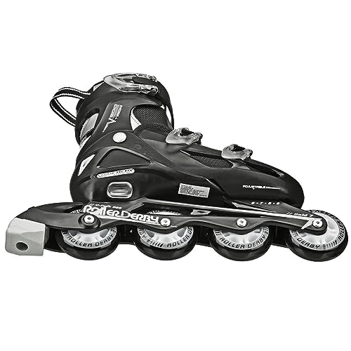 (Black/White) - Roller Derby Boy's V-Tech 500 Button Adjustable Inline Skate