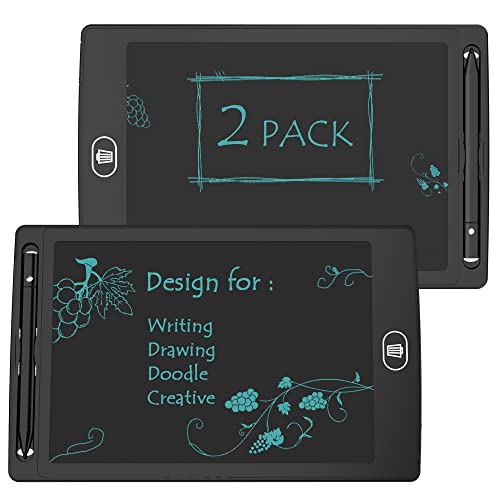 [2 Pack] 8.5 Inches LCD Writing Tablet with 2 Magnets,TIQUS Magnetic Electronic Ewriter Kitchen Memo Notice Fridge Board Magnetic Daily Planner Checklist (Single Color Black)