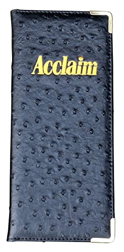 Acclaim Rigid Lawn Bowls Bowling Scorecard Holder Lightly Padded Synthetic Leather Look Textured Finish 23 cm x 10 cm with Spring Clip & Pen Loop (Black)