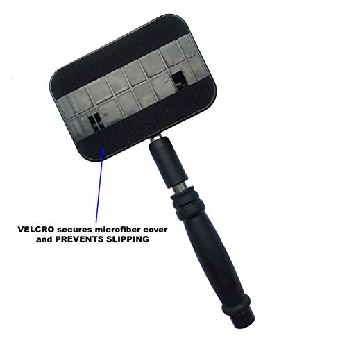 Polyte Pivoting Windshield Glass Cleaning Tool Extendable Aluminum Handle w/3 Premium Microfibre Covers