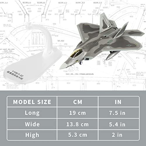 Loose Fun Park 1:100 Military Model Aeroplane F-22 Raptor Die-Cast Alloy Combat Aircraft Model