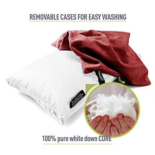 ZOOOBELIVES Down Filled Pillows for Camping/Travel, Washable Soft Cover, Camp Pillow for Neck & Lumbar Support On-The-Go, Ultralight & Compressible for Hiking Backpacking - AlpliveS2046