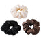 100% Silk Scrunchies for hair, JOYCHER Hair Scrunchies 3 Pack, 100% Pure Mulberry Silk Hair Ties Hair Bands for Women, Girls, Thick Curly Hair No Crease Soft & Less Pulling-Black,Brown,Apricot)