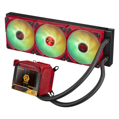 ASUS ROG Ryujin III 360 ARGB EVA-02 Edition All-in-one Liquid CPU Cooler with 360mm Radiator. Asetek 8th gen Pump, 3X Magnetic 120mm ARGB Fans(Daisy Chain Design), 3.5” OLCD Display