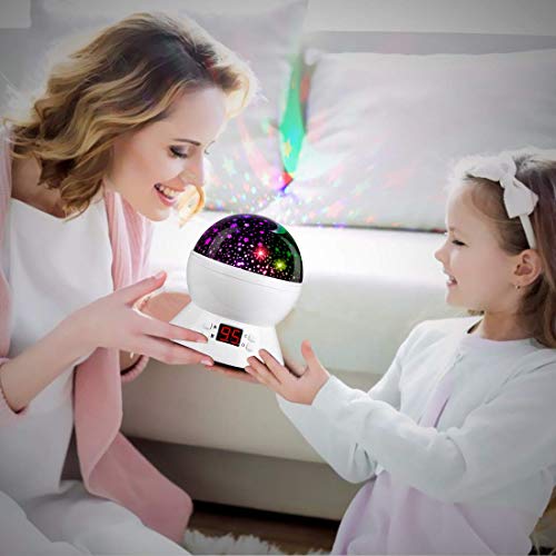 MOKOQI Star Projector Night Lights for Kids with Timer, Gifts for 1-14 Year Old Girl and Boy, Room Lights for Kids Glow in The Dark Stars and Moon Make Child Sleep Peacefully and Best Gift- White