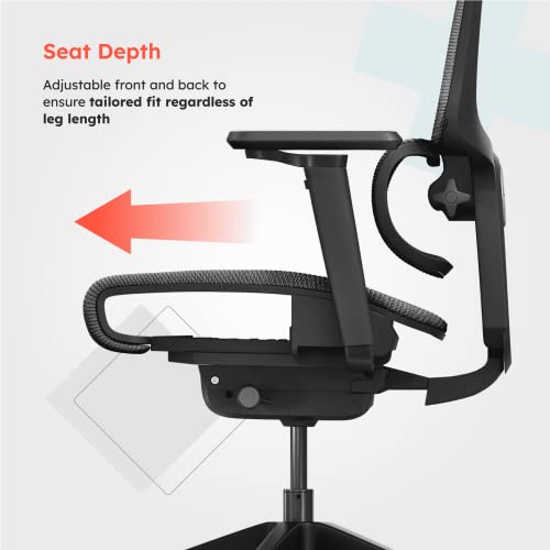 ErgoTune Supreme Ergonomic Office Chair - Adjustable Backrest Desk Chair, Lumbar Support, Headrest, 5D Armrests - High Back Breathable Durable Mesh Recline (Charcoal Black)