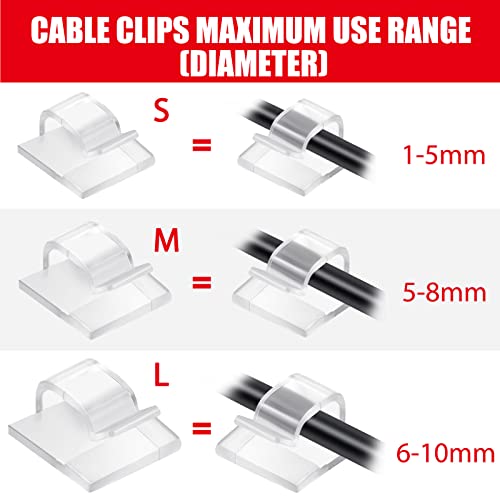 60 Pieces Outdoor Cable Clips with Adhesive Tapes Light Clips Decoration Clips Self Adhesive Hooks Wire Holder for Fairy Light (Small, Clear)