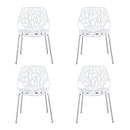 CangLong Modern Mid Century Plastic Shell Hollow Matal Legs Dining Chairs, 4 PCs Pack-Light, White 1