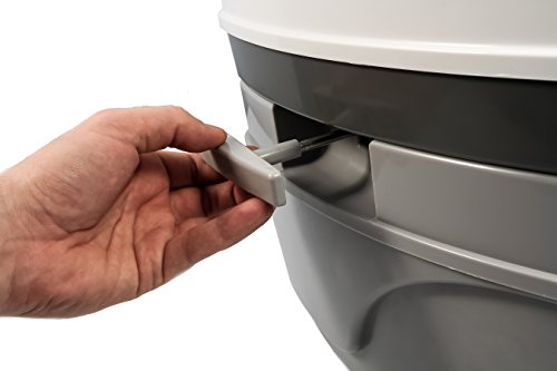 Camco Premium Travel Toilet | Features a 5.3-Gallon Detachable Holding Tank and is Designed for Camping, Hiking, Boating, RVing and More, Acrylonitrile Butadiene Styrene, White & Grey (41544)