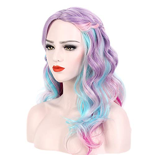 STfantasy Rainbow Wigs for Women Long Wave Natural Synthetic Wig Girl Cosplay Costume Party 23Inches (Rainbow)