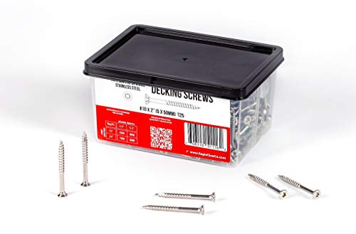 #10 x 2 Inch Stainless Steel Deck Screws 350 Pack 3.00 Pound T25 Star Drive Type 17 Point 18-8 (304) Grade Stainless Steel by Eagle Claw Tools and Fasteners