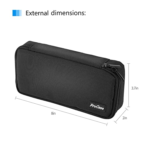 ProCase Pencil Bag Pen Case, Large Capacity Students Stationery Pouch Pencil Holder Desk Organizer with Double Zipper, Portable Pencil Pouch for School Office Supplies –Black