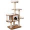 Cat Tree Tower, Large Wood Cat Climbing Condos Stand, w/4 Level Activities Platform, Sisal Rope Scratching Posts, Washable Mats, Tall Cat Playhouse Activity Center for Indoor Cats, Beige, 142CM