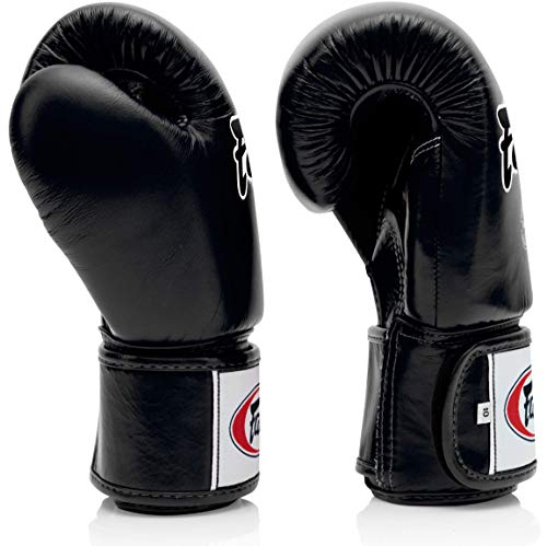 Fairtex BGV1 Muay Thai Boxing Training Sparring Gloves for Men, Women, Kids | MMA Gloves for Martial Arts| Premium Quality, Light Weight & Shock Absorbent 16 oz Boxing Gloves -Black