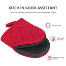 1 Pair Short Oven Mitts - Silicone Kitchen Oven Gloves High Heat Resistant 500℉, Mini Oven Mits with Non-Slip Grip Surfaces and Hanging Loop for BBQ, Baking, Cooking and Grilling (Red)