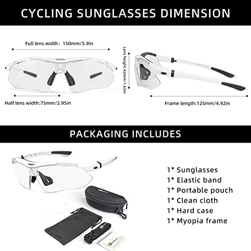 ROCKBROS Bike Sunglasses Men’s Photochromic Sunglasses Cycling Running Sunglasses UV Protection for Outdoor Sports Driving Fishing Golf Beach Baseball Goggles