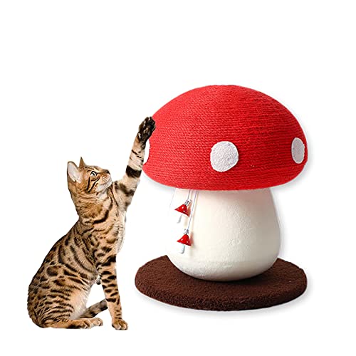 ZungGwok Cat Scratching Post,Mushrooms Cat Scratcher with Sisal Rope Cat Tree Interactive Toys for Indoor Kitten Small Cat