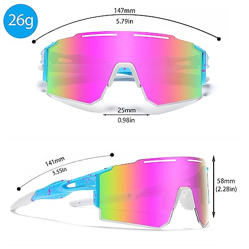 Polarized Cycling Sunglasses Double Wide Polarized Mirrored for Running Golf Fishing Hiking Baseball Running Glasses for Cycling Men Women (KD-C8)