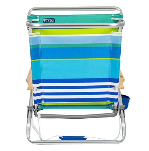 Rio Beach Classic 5-Position Lay-Flat Folding Beach Chair, 30.8" x 24.75" x 29.5", Cool Blue Stripes, Pink/White/Beige/Black, 1 Count (Pack of 1)